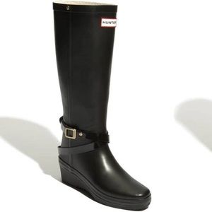Hunter Andora rain boots (wedge heel) - EUC